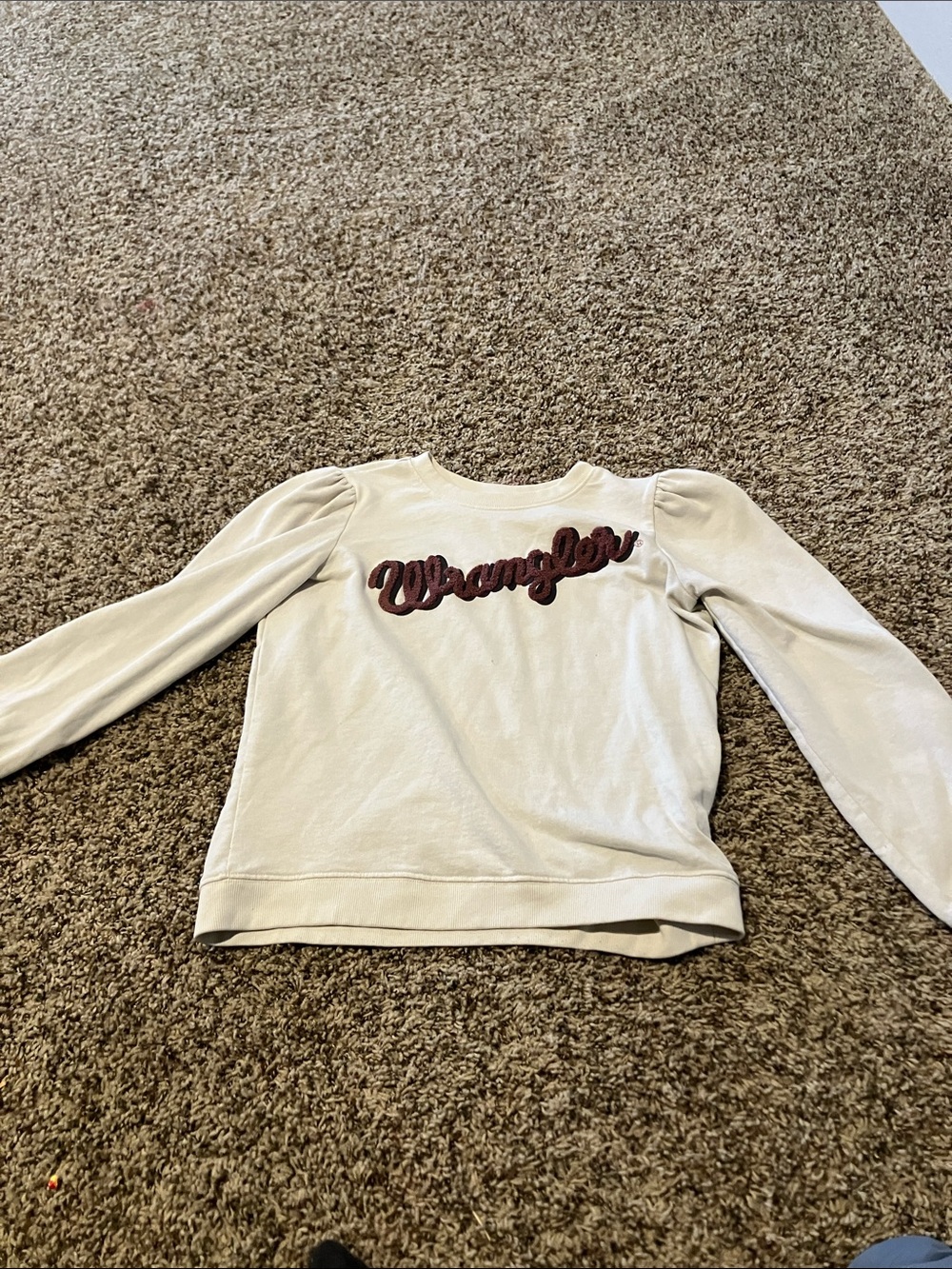 Wrangler Cream Pullover with Burgundy Script Logo